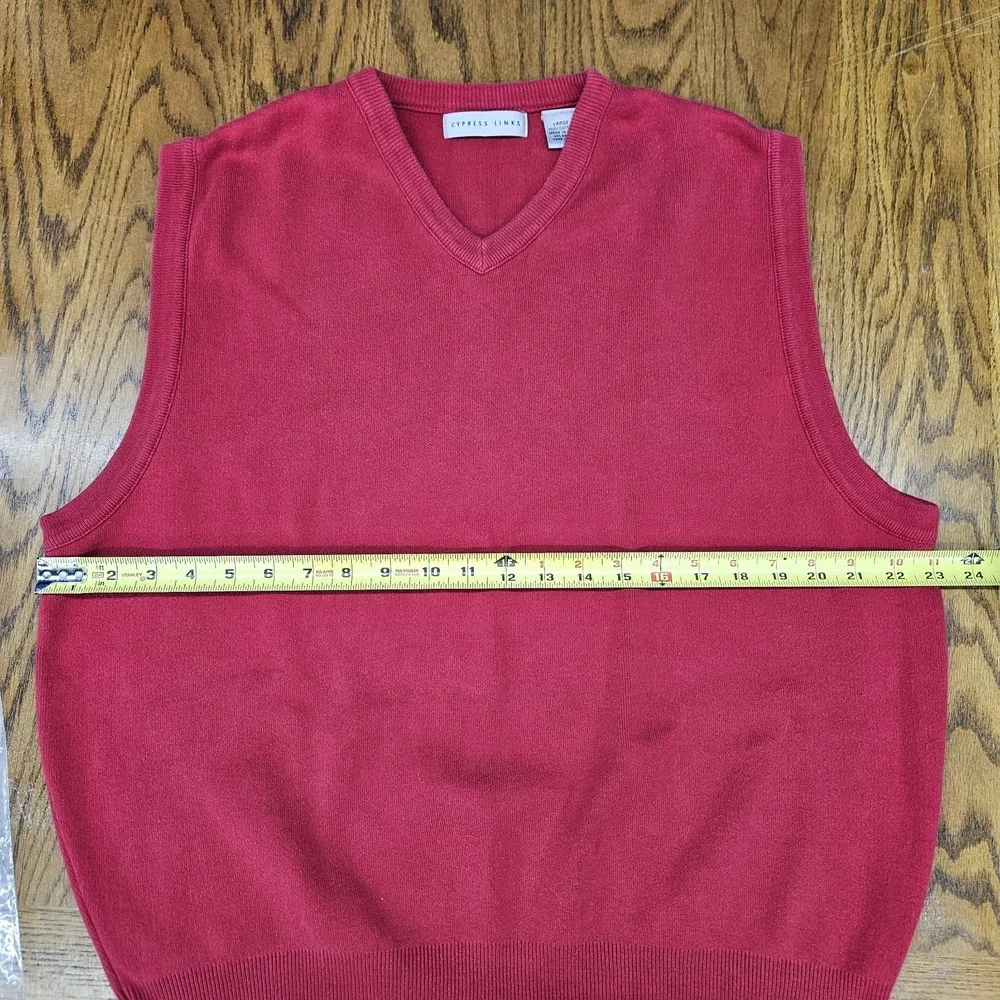 Vintage Cypress Links Sweater Vest Mens L Red 100% Cotton Made USA Preppy Golf